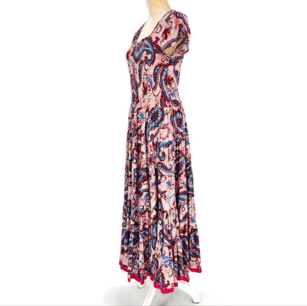 Soft Surroundings Kara Fit & Flare Flowy Pleated Floral Paisley Midi-Maxi Dress - Picture 6 of 16